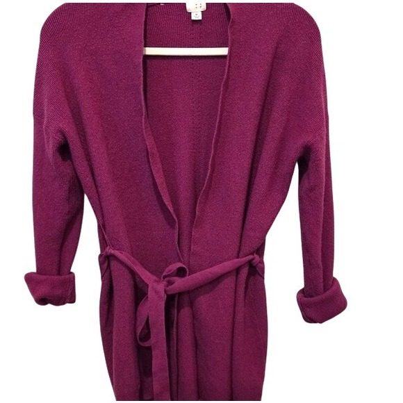 A New Day Womens Medium Purple Knit Belted Duster Cardigan Sweater - Picture 1 of 8